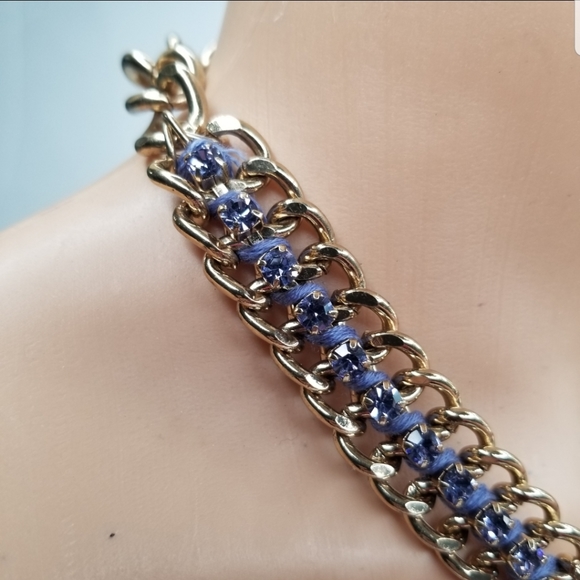 BETSEY JOHNSON PURPLE CRYSTALS FOX CHUNKY STATEMENT FASHION CHAIN NECKLACE. - Picture 7 of 10